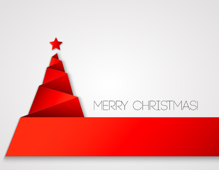 Simple christmas tree, paper new year card.のイラスト素材