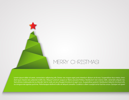 Simple christmas tree, paper new year card.のイラスト素材