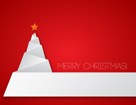 Simple christmas tree, paper new year card.のイラスト素材