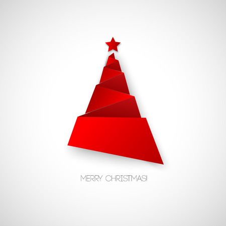 Simple christmas tree, paper new year card.のイラスト素材