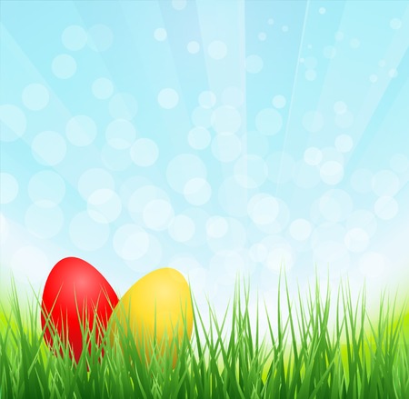 illustration Nature background with Easter eggのイラスト素材