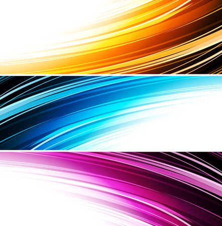 Collection banners modern wave design, colorful background. vector illustration. Blue, orange and purpleのイラスト素材