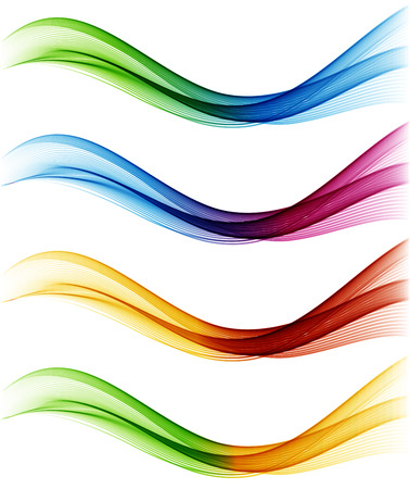 Set Abstract vector wave, blue, green,  orange  and pink waved lines for design brochure, website, flyerのイラスト素材