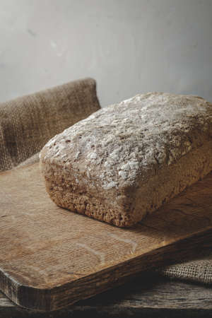Homemade natural rye-wheat bread without yeast, with rye sourdough. Useful for health.の写真素材