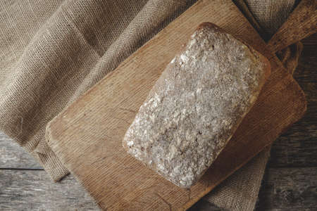 Homemade natural rye-wheat bread without yeast, with rye sourdough. Useful for health.の写真素材