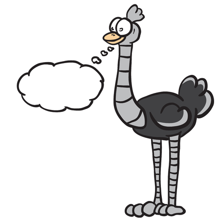 ostrich with thought bubble cartoonのイラスト素材