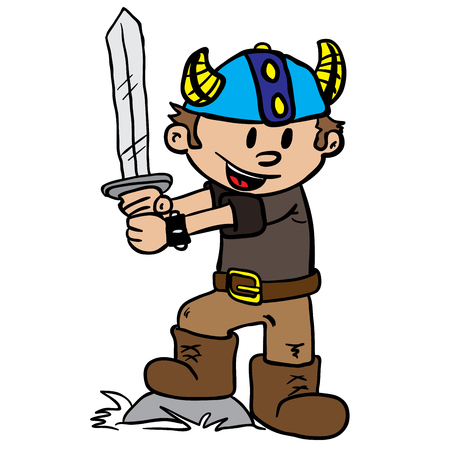 viking boy cartoon illustrationのイラスト素材