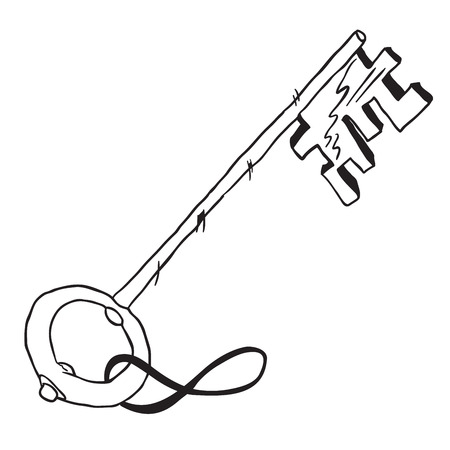simple black and white key cartoonのイラスト素材