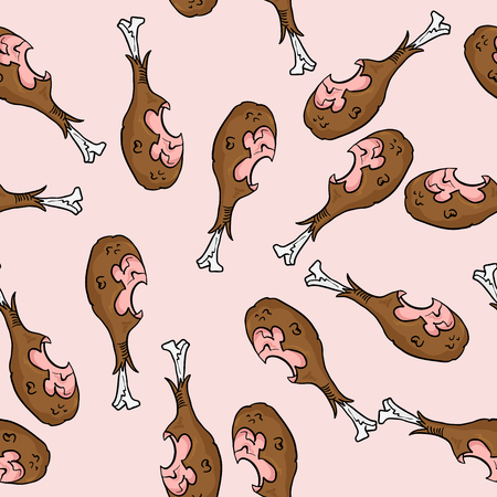 chicken leg seamless patternのイラスト素材