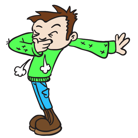 boy sneeze cartoonのイラスト素材