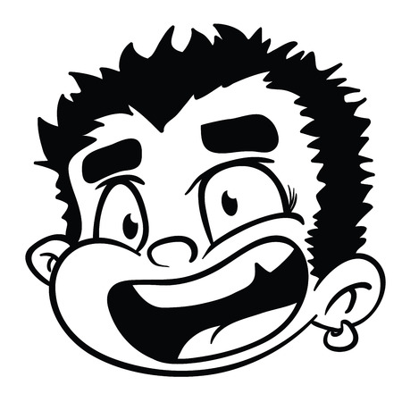 boy smile cartoon illustration isolated on whiteのイラスト素材