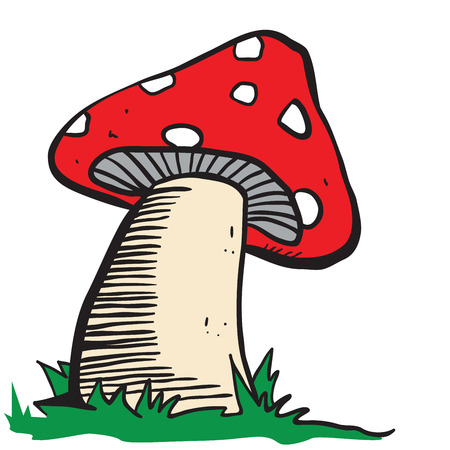 Poison mushroom cartoon illustration doodle isolated on whiteのイラスト素材