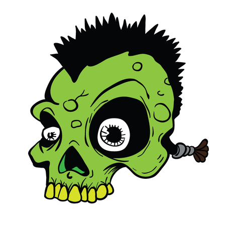 Punk skull with Mohawk cartoon illustration isolated on white background.のイラスト素材
