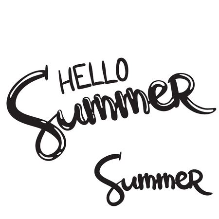 hand written lettering phrase hello summerのイラスト素材