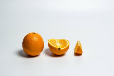 Sweet ripe orange on a white backgroundの写真素材