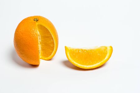Sweet ripe orange on a white backgroundの写真素材