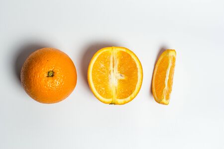 Sweet ripe orange on a white backgroundの写真素材