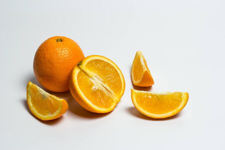 Sweet ripe orange on a white backgroundの写真素材