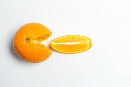 Sweet ripe orange on a white background