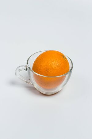Sweet ripe orange on a white backgroundの写真素材