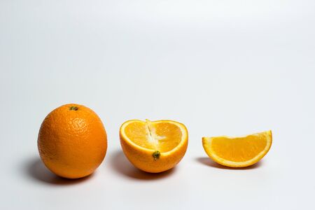 Sweet ripe orange on a white backgroundの写真素材