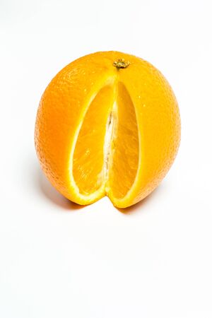 Sweet ripe orange on a white backgroundの写真素材
