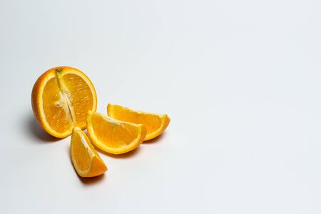 Sweet ripe orange on a white backgroundの写真素材