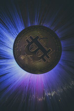 Bitcoin with beautiful backlightingの写真素材