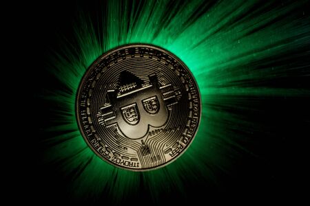 Bitcoin with beautiful backlightingの写真素材