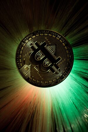 Bitcoin with beautiful backlightingの写真素材