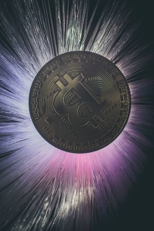 Bitcoin with beautiful backlightingの写真素材