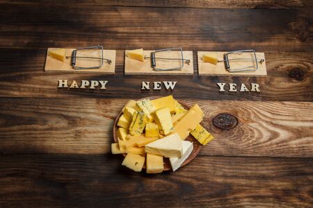2020 year of rat, mouse and tasty cheeseの写真素材