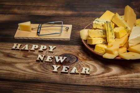 2020 year of rat, mouse and tasty cheeseの写真素材