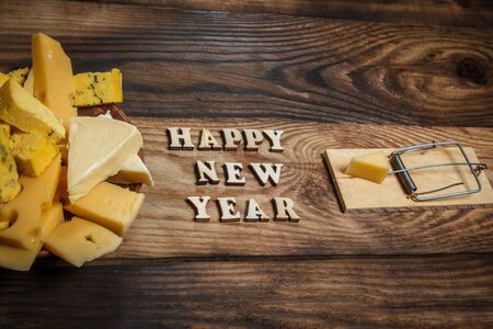 2020 year of rat, mouse and tasty cheeseの写真素材