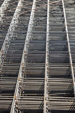 Metal mesh for reinforcing concrete floor and concrete surface at a construction siteの写真素材