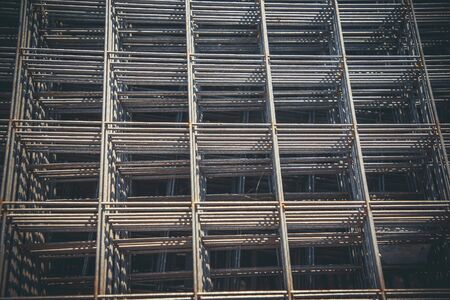 Metal mesh for reinforcing concrete floor and concrete surface at a construction siteの写真素材