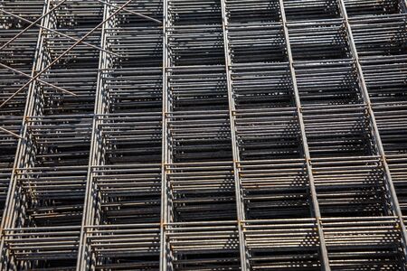 Metal mesh for reinforcing concrete floor and concrete surface at a construction siteの写真素材