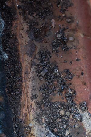 Welding seam on metal close on metal constructionの写真素材