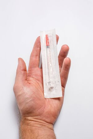 Injection syringes for diseases in the handの写真素材