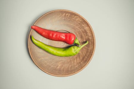 Hot peppers for spicy dishes on a white backgroundの写真素材