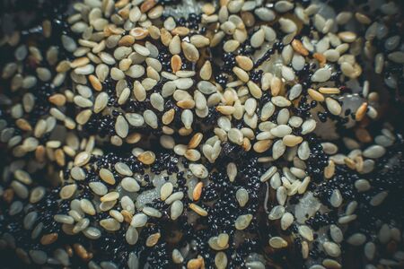 Different Asian sushi with dark wasabi sauce and wasabiの写真素材