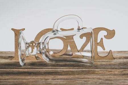 Empty glass for a delicious New Year mulled wine closeの写真素材