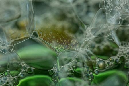 Soap bubble abstraction very close with movement and different colorsの写真素材