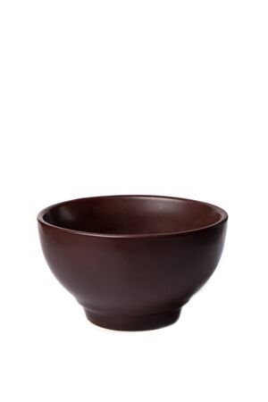 Brown deep vintage plate on a white backgroundの写真素材