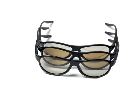 Black stylish glasses on a white background.の写真素材