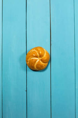 Fresh gluten free bread on blue background
