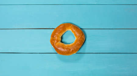 Fresh gluten free bread on blue background