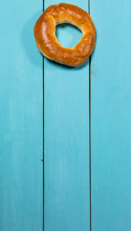 Fresh gluten free bread on blue background