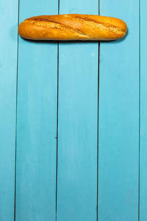 Fresh gluten free bread on blue backgroundの写真素材