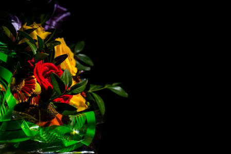 Bouquet of roses of different colors closeの写真素材
